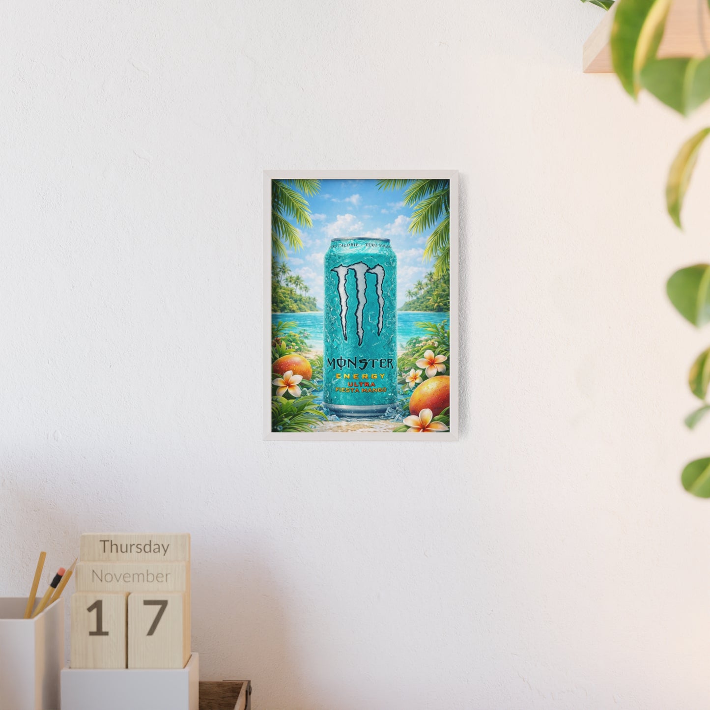 MONSTER Mango Energy Drink Poster Framed — Wall Art
