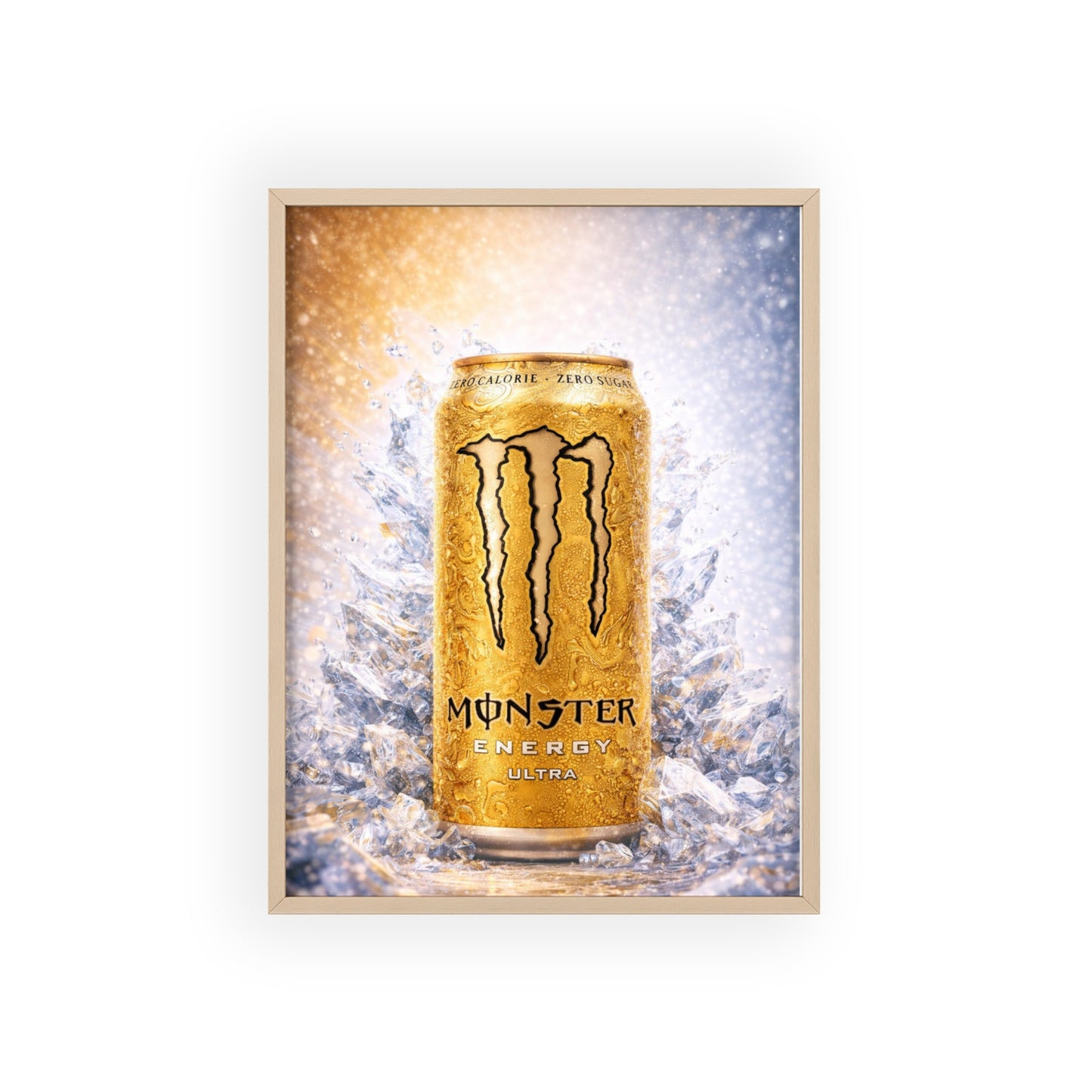 MONSTER Gold Energy Drink Poster Framed — Wall Art