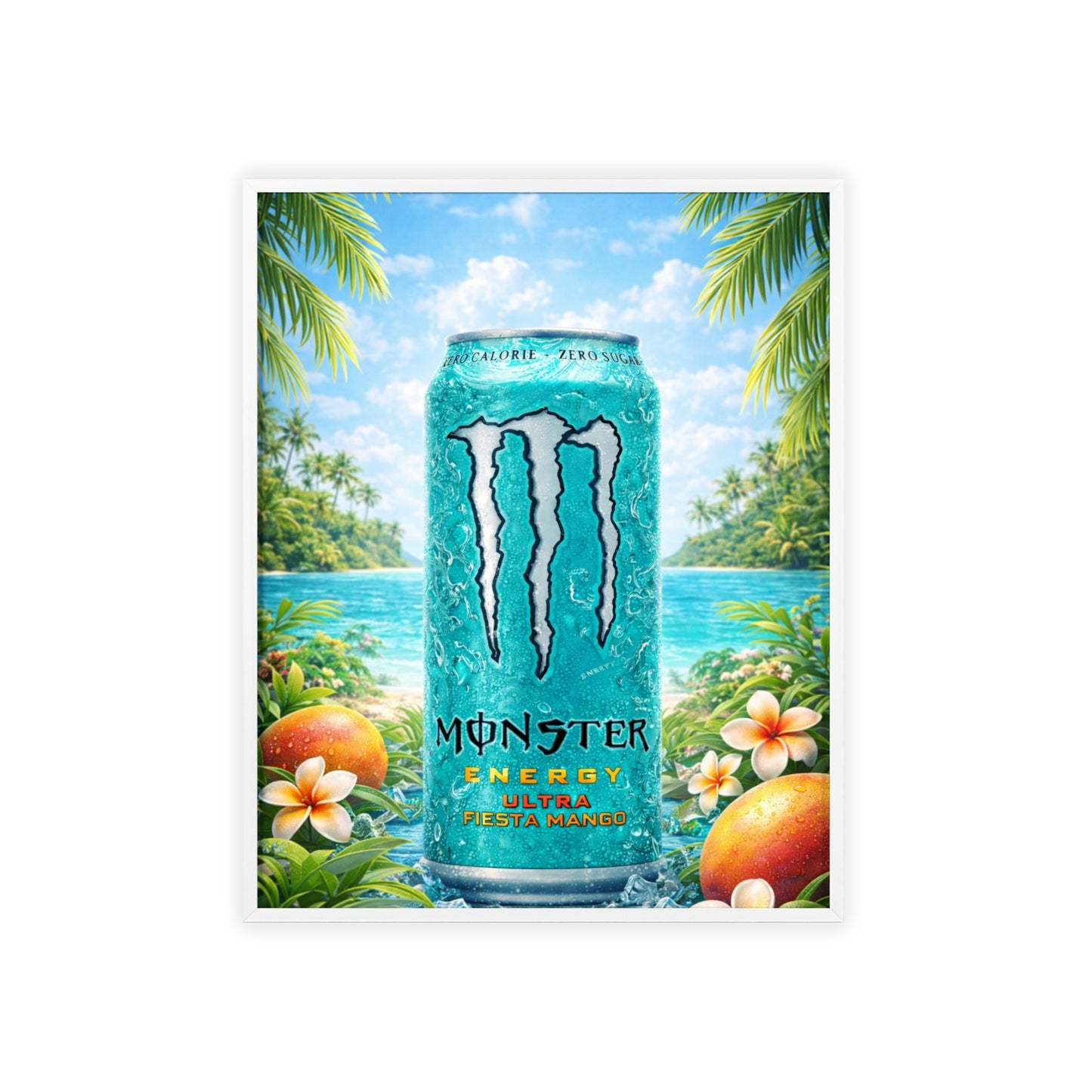 MONSTER Mango Energy Drink Poster Framed — Wall Art