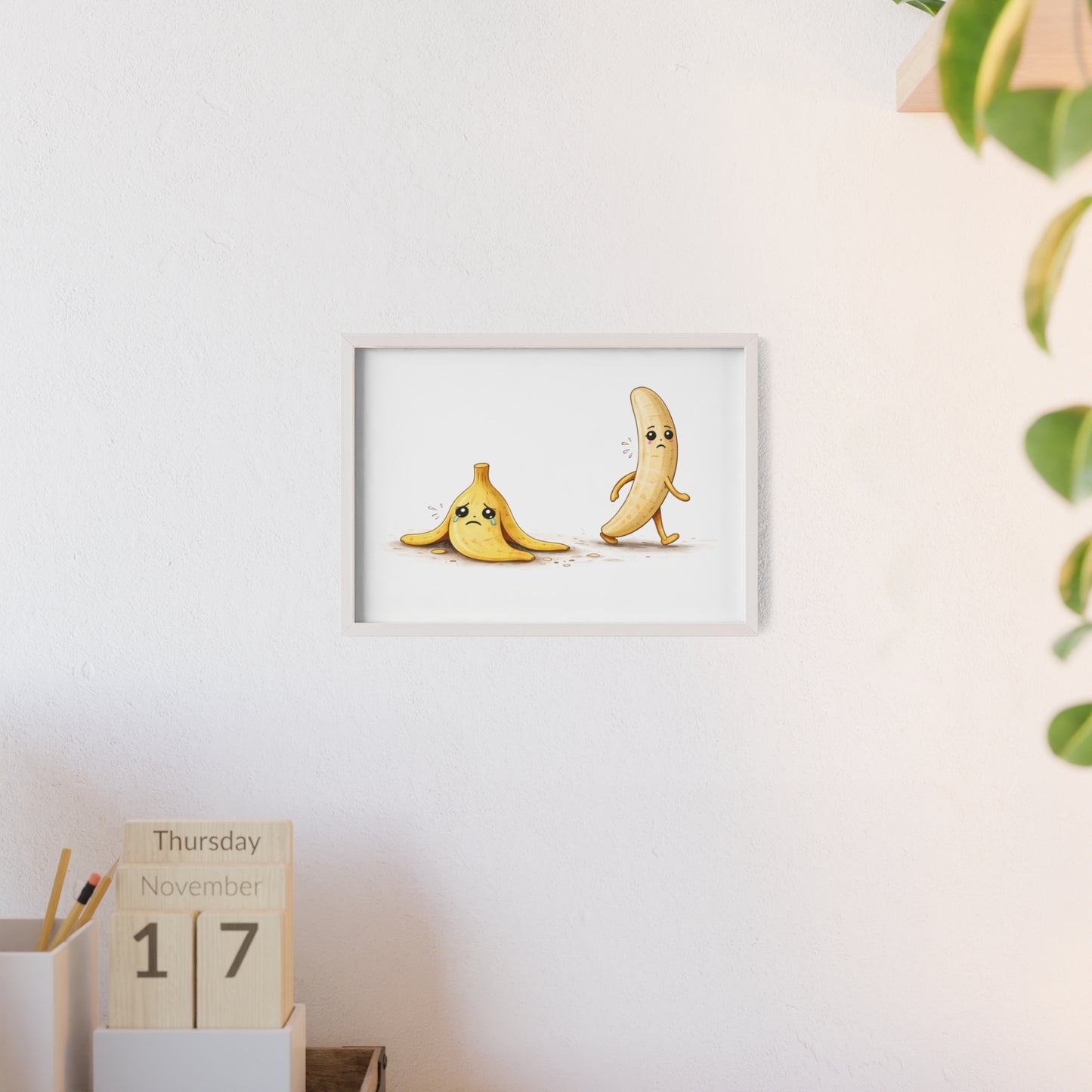 Banana Print Poster (Framed) — Quirky Kawaii Fruit Wall Art