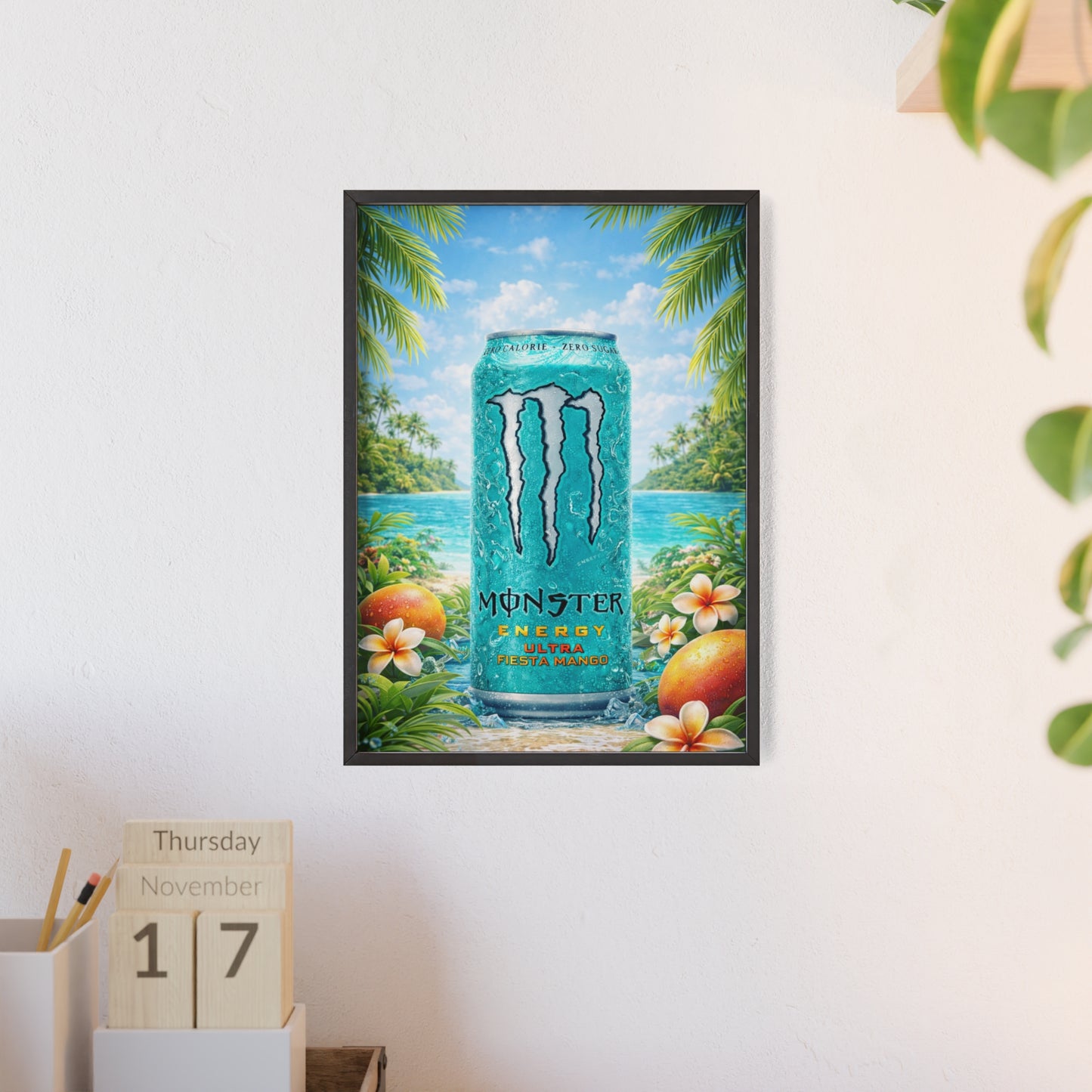 MONSTER Mango Energy Drink Poster Framed — Wall Art