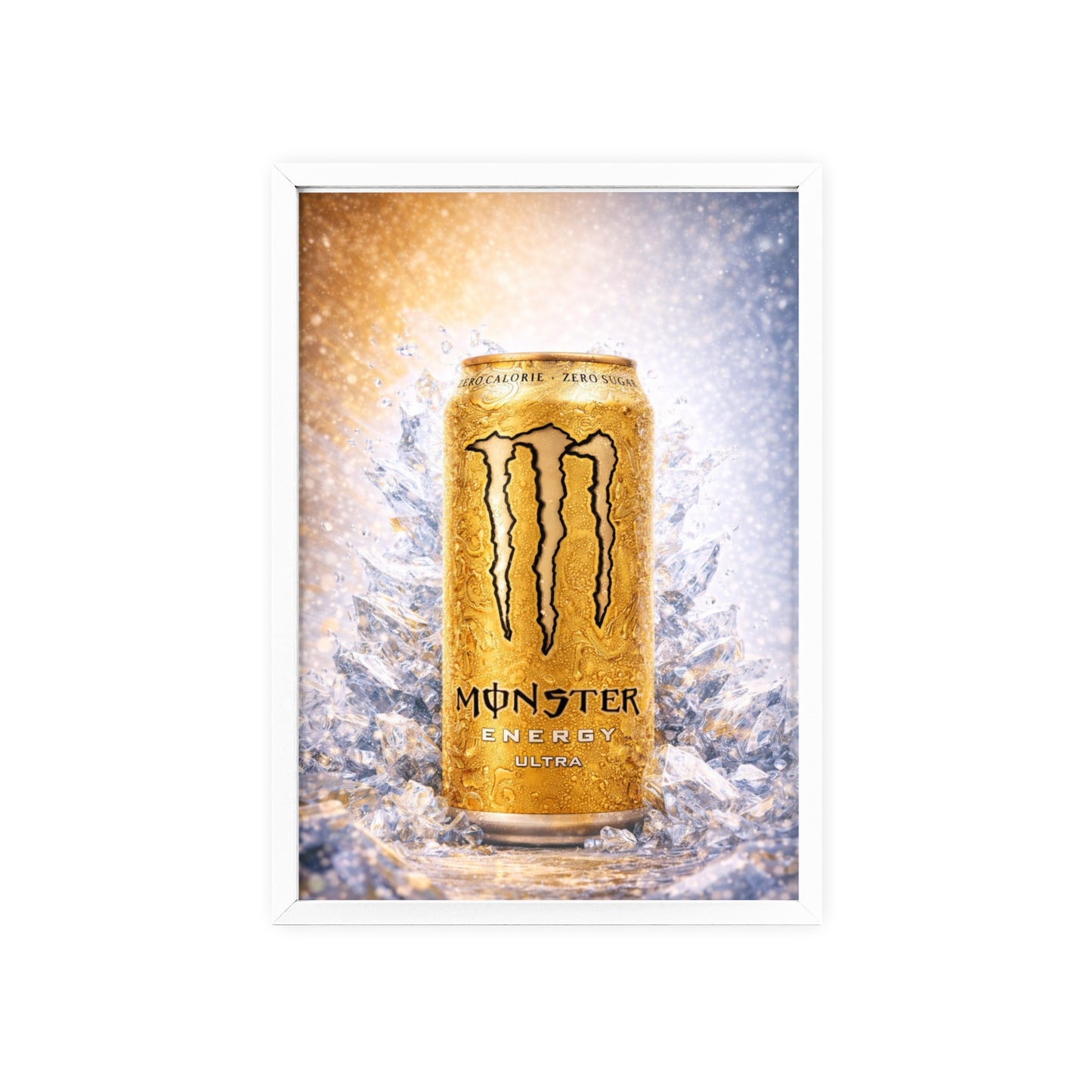 MONSTER Gold Energy Drink Poster Framed — Wall Art