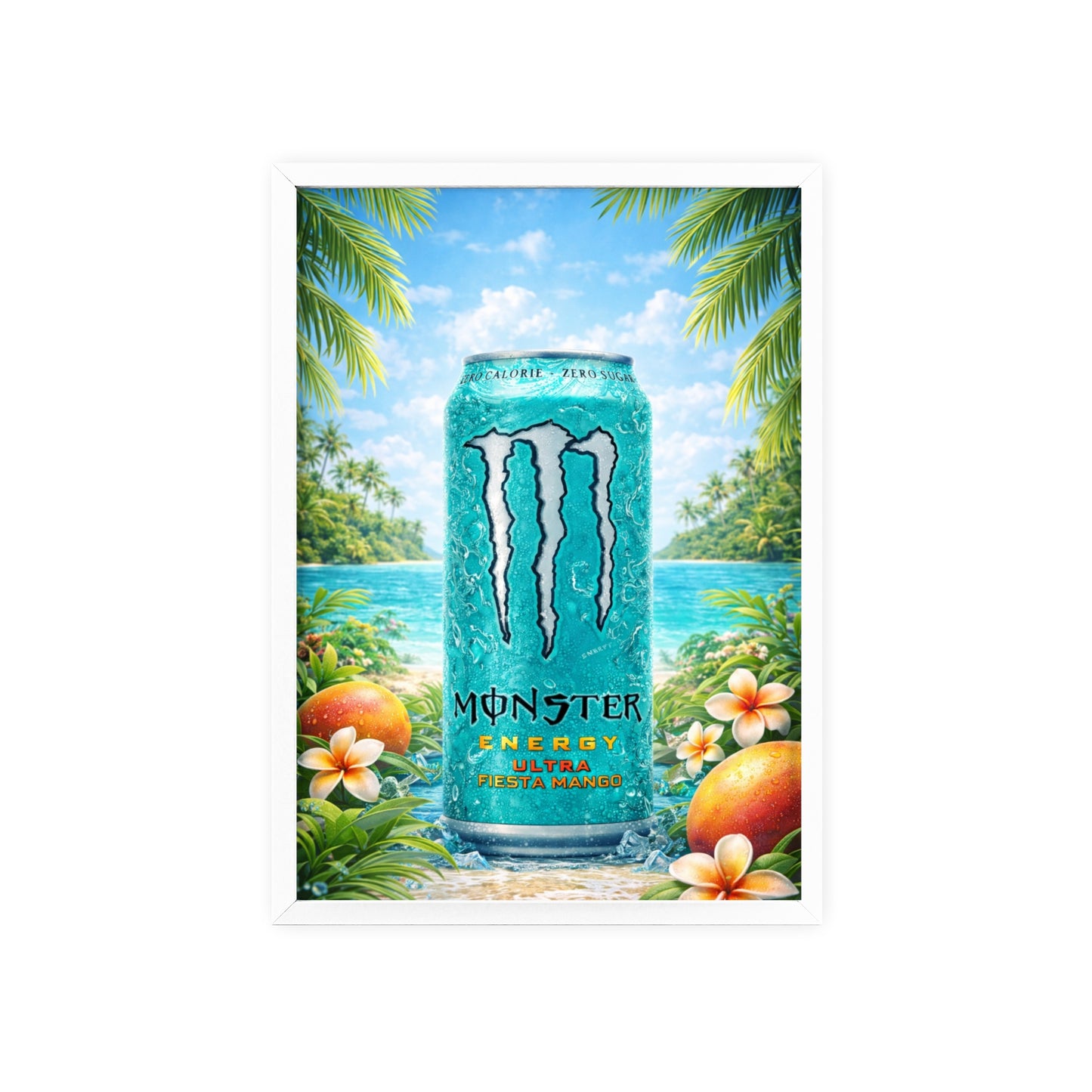 MONSTER Mango Energy Drink Poster Framed — Wall Art