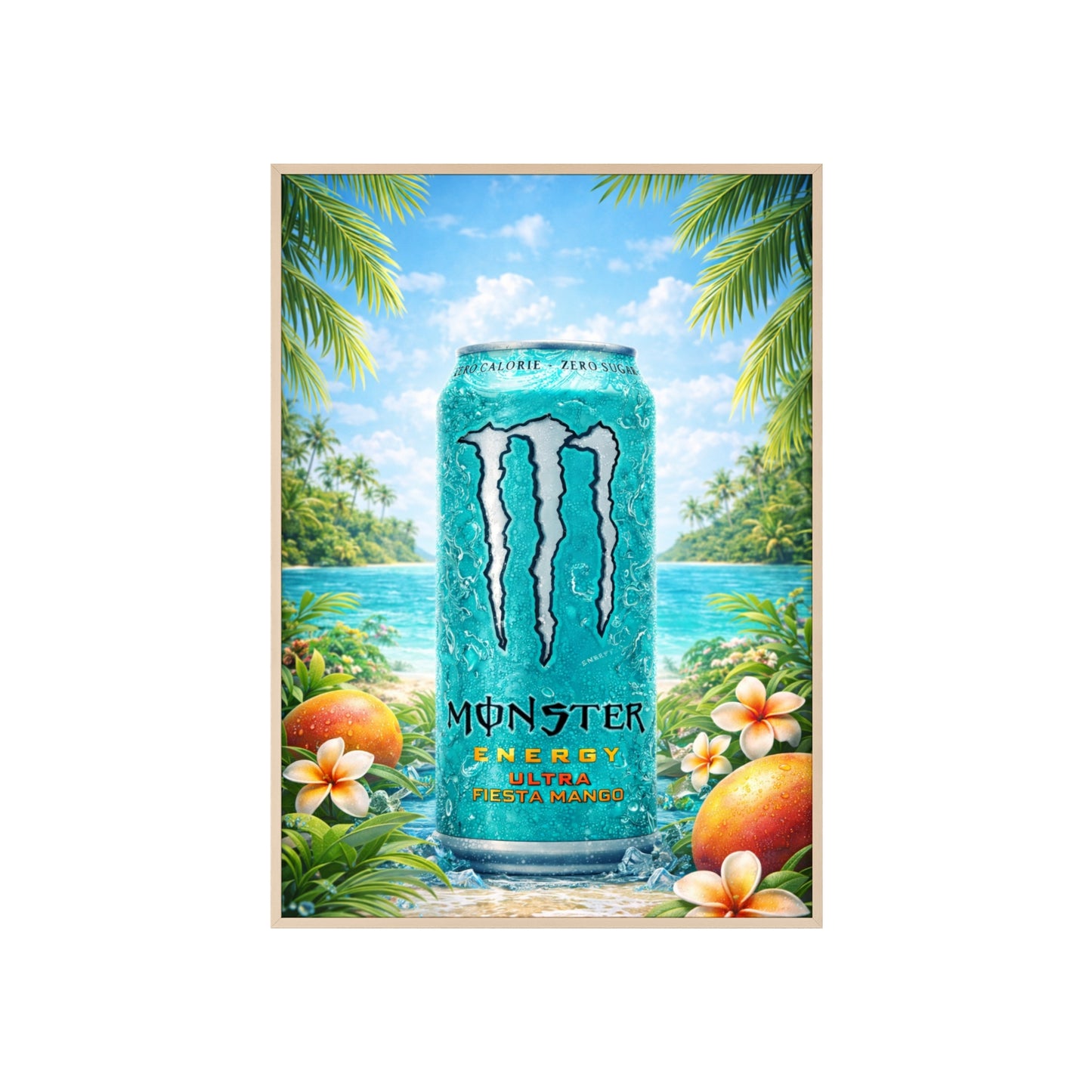 MONSTER Mango Energy Drink Poster Framed — Wall Art