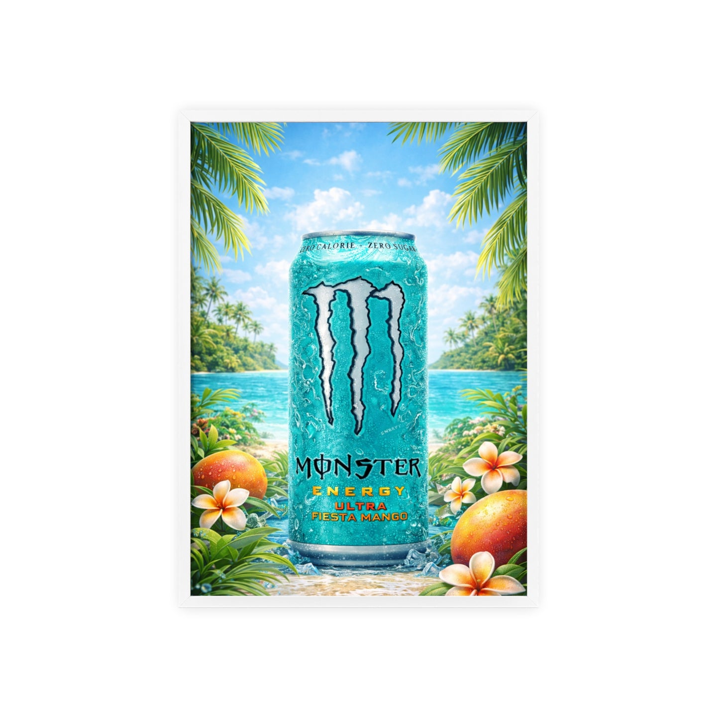 MONSTER Mango Energy Drink Poster Framed — Wall Art