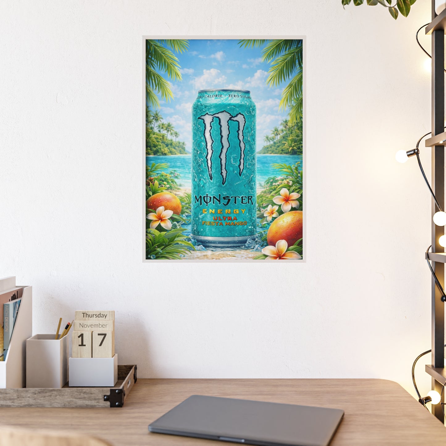 MONSTER Mango Energy Drink Poster Framed — Wall Art