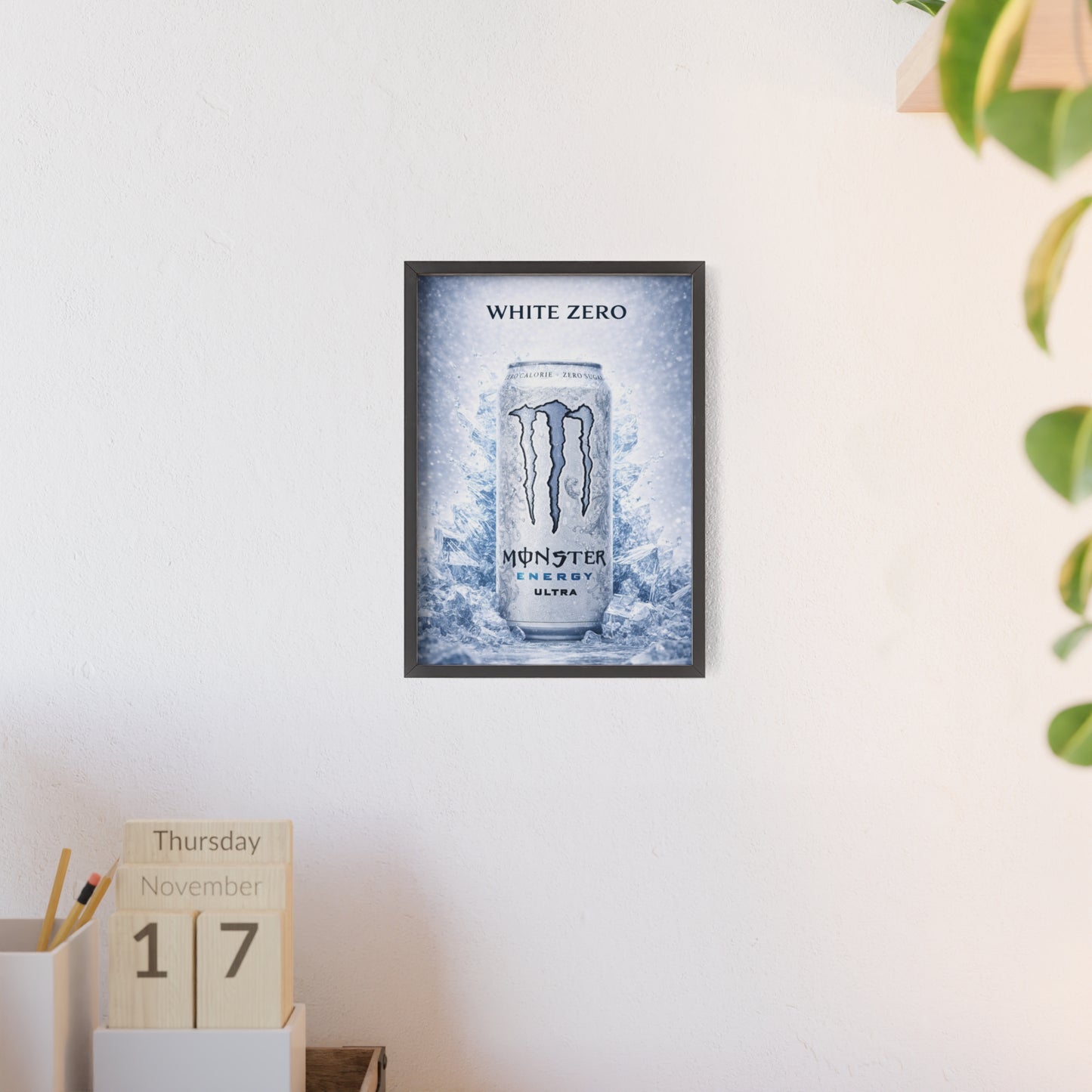 MONSTER White Energy Drink Poster Framed —  Wall Art