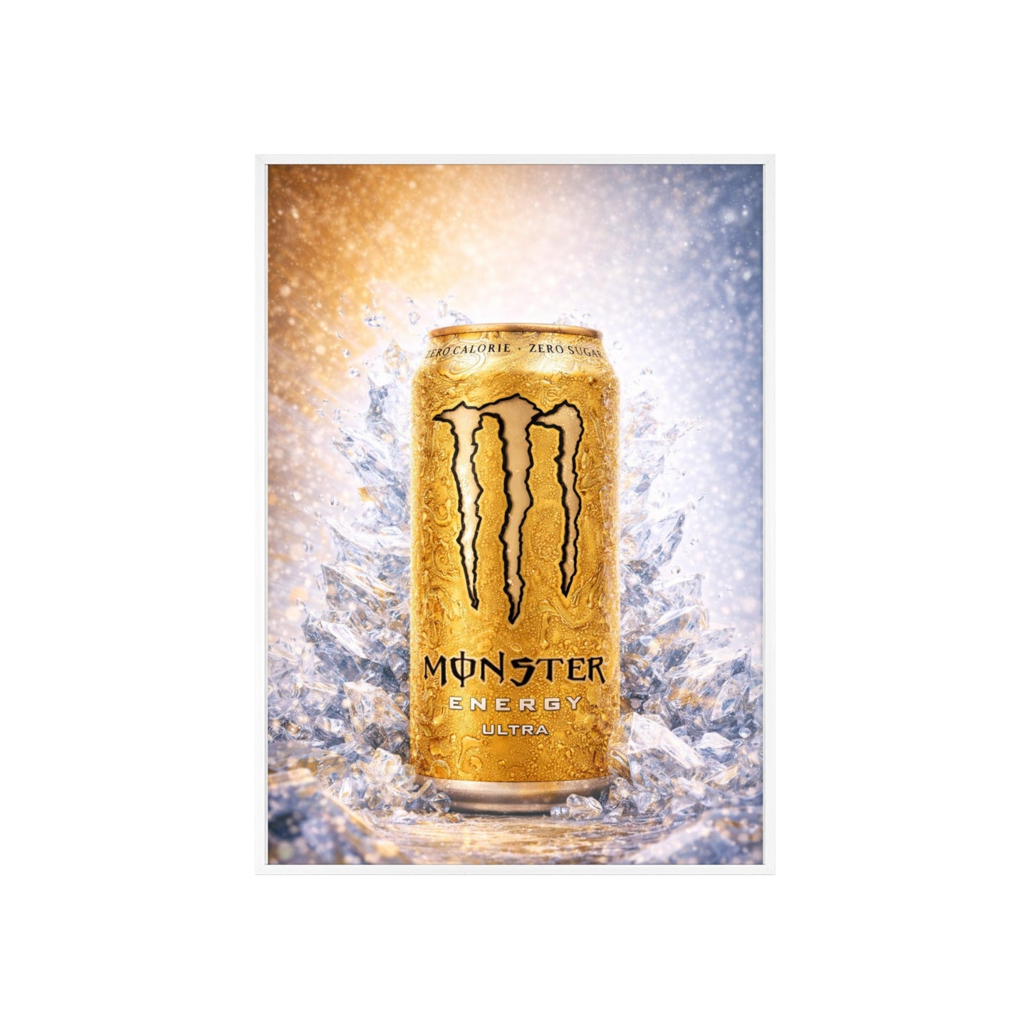 MONSTER Gold Energy Drink Poster Framed — Wall Art