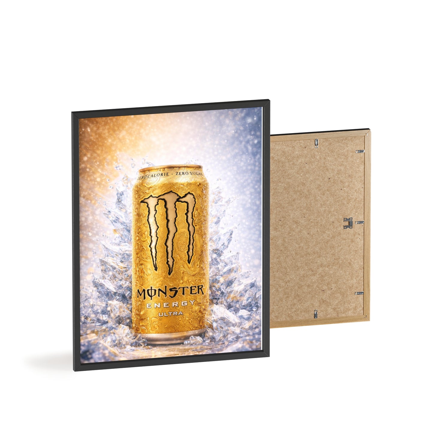 MONSTER Gold Energy Drink Poster Framed — Wall Art