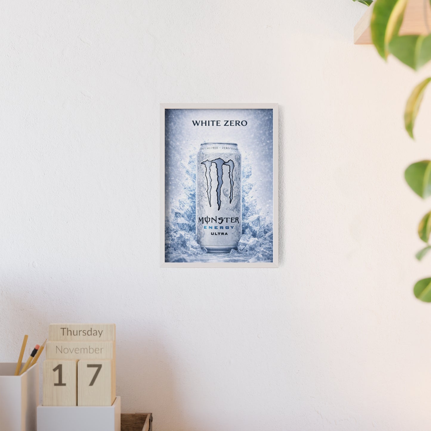 MONSTER White Energy Drink Poster Framed —  Wall Art