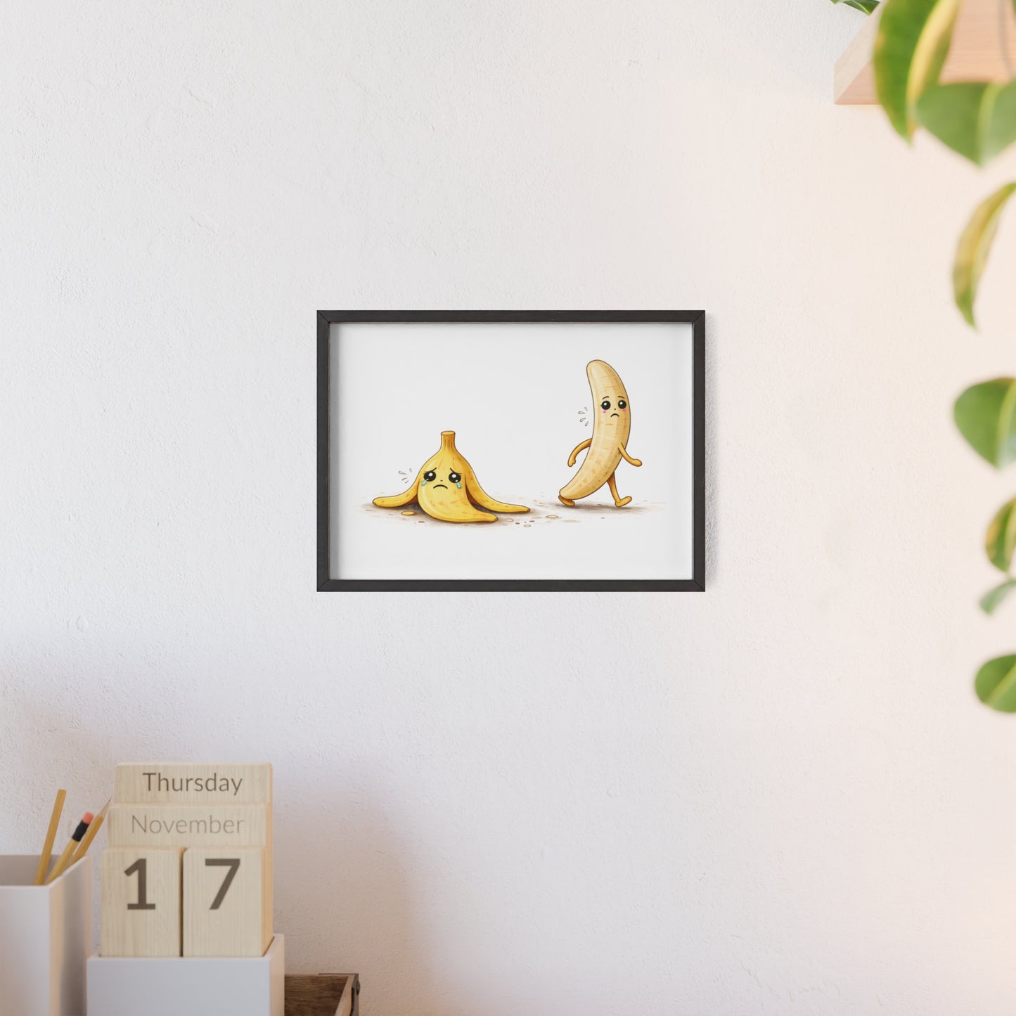 Banana Print Poster (Framed) — Quirky Kawaii Fruit Wall Art