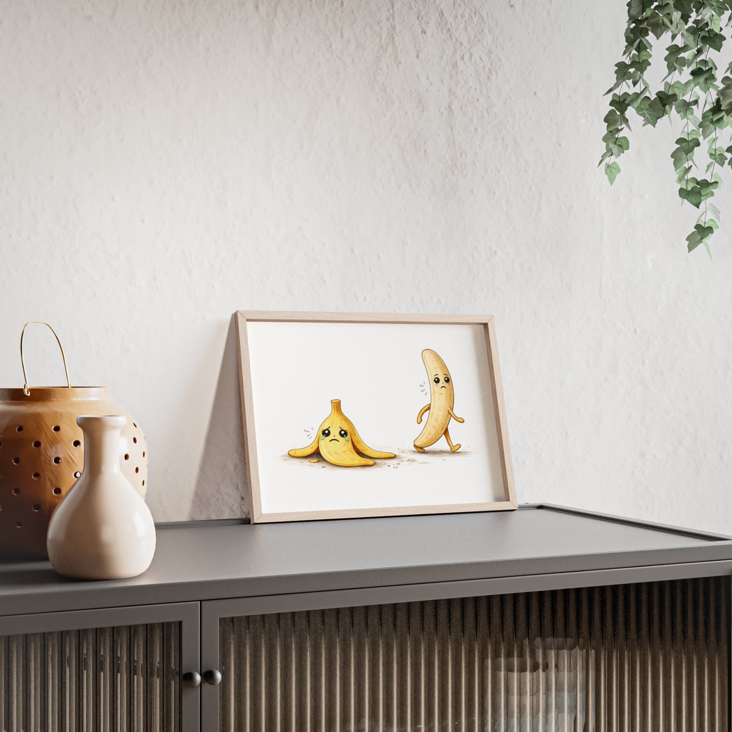 Banana Print Poster (Framed) — Quirky Kawaii Fruit Wall Art