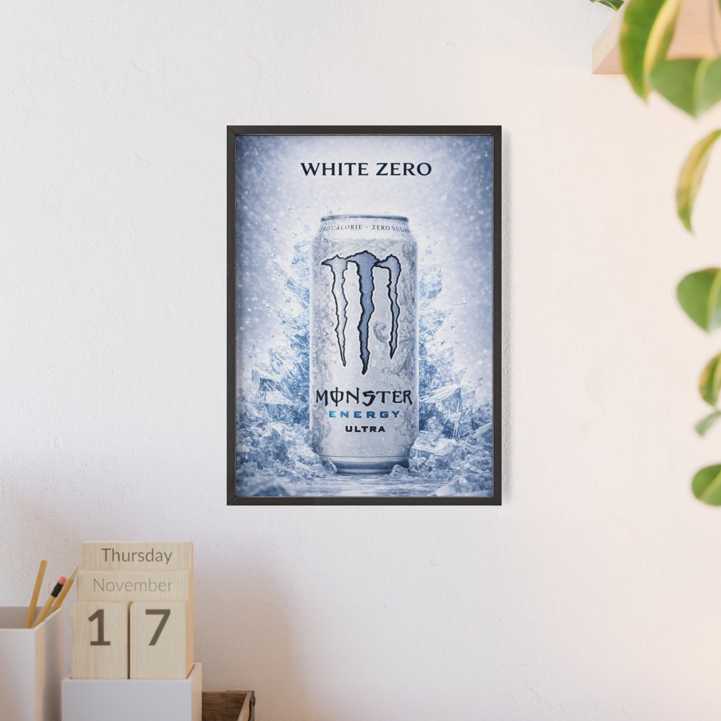 MONSTER White Energy Drink Poster Framed —  Wall Art