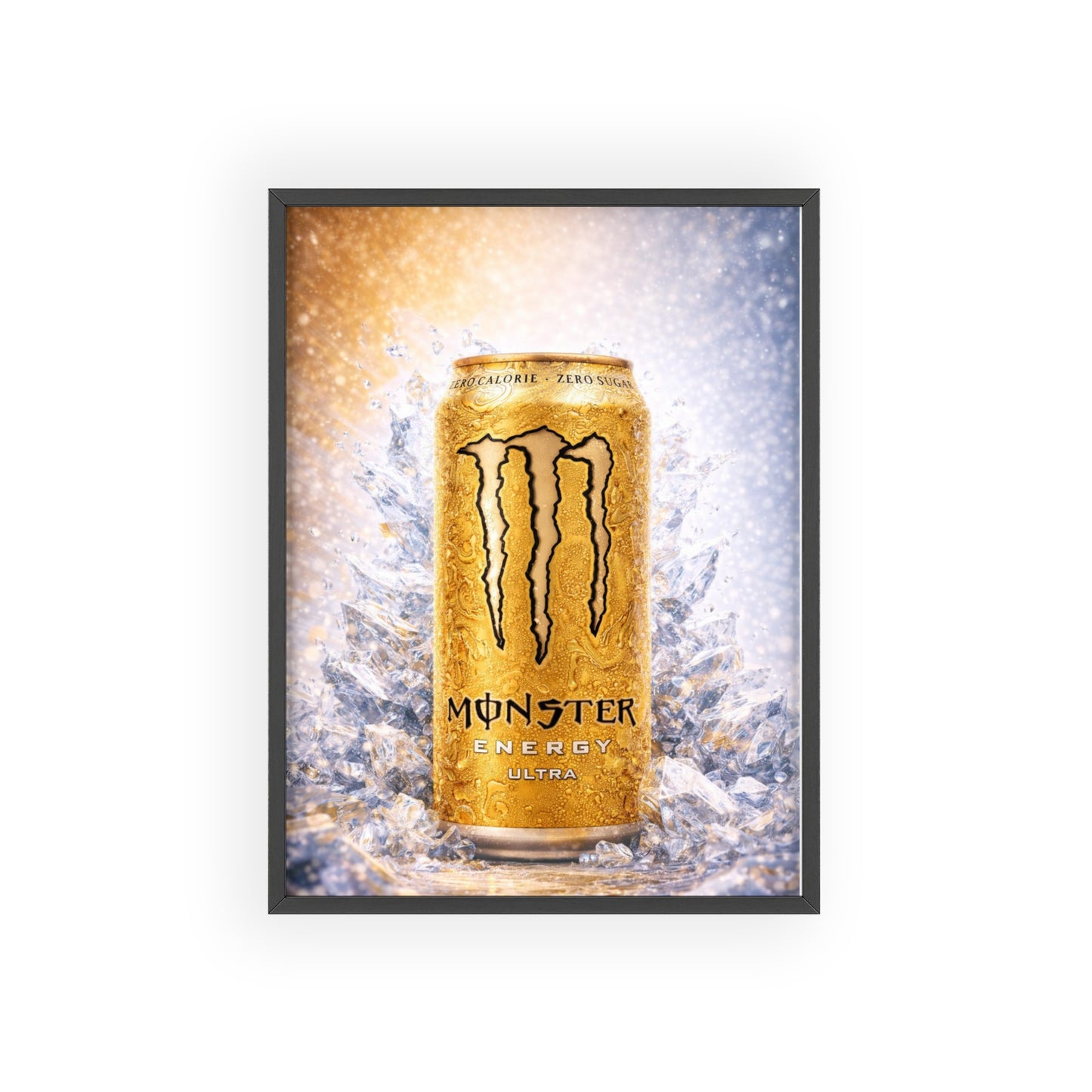 MONSTER Gold Energy Drink Poster Framed — Wall Art