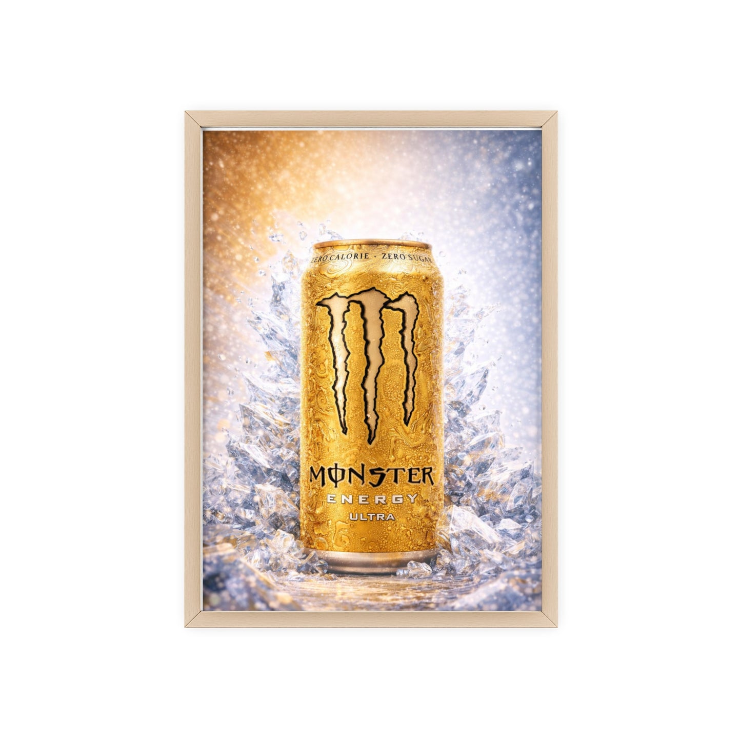 MONSTER Gold Energy Drink Poster Framed — Wall Art