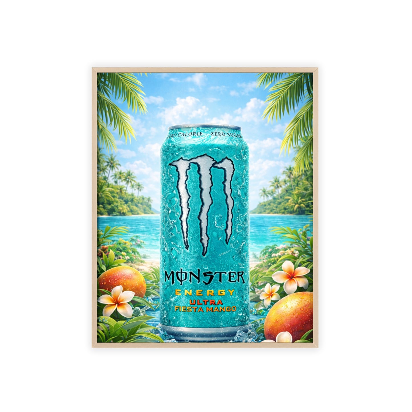MONSTER Mango Energy Drink Poster Framed — Wall Art