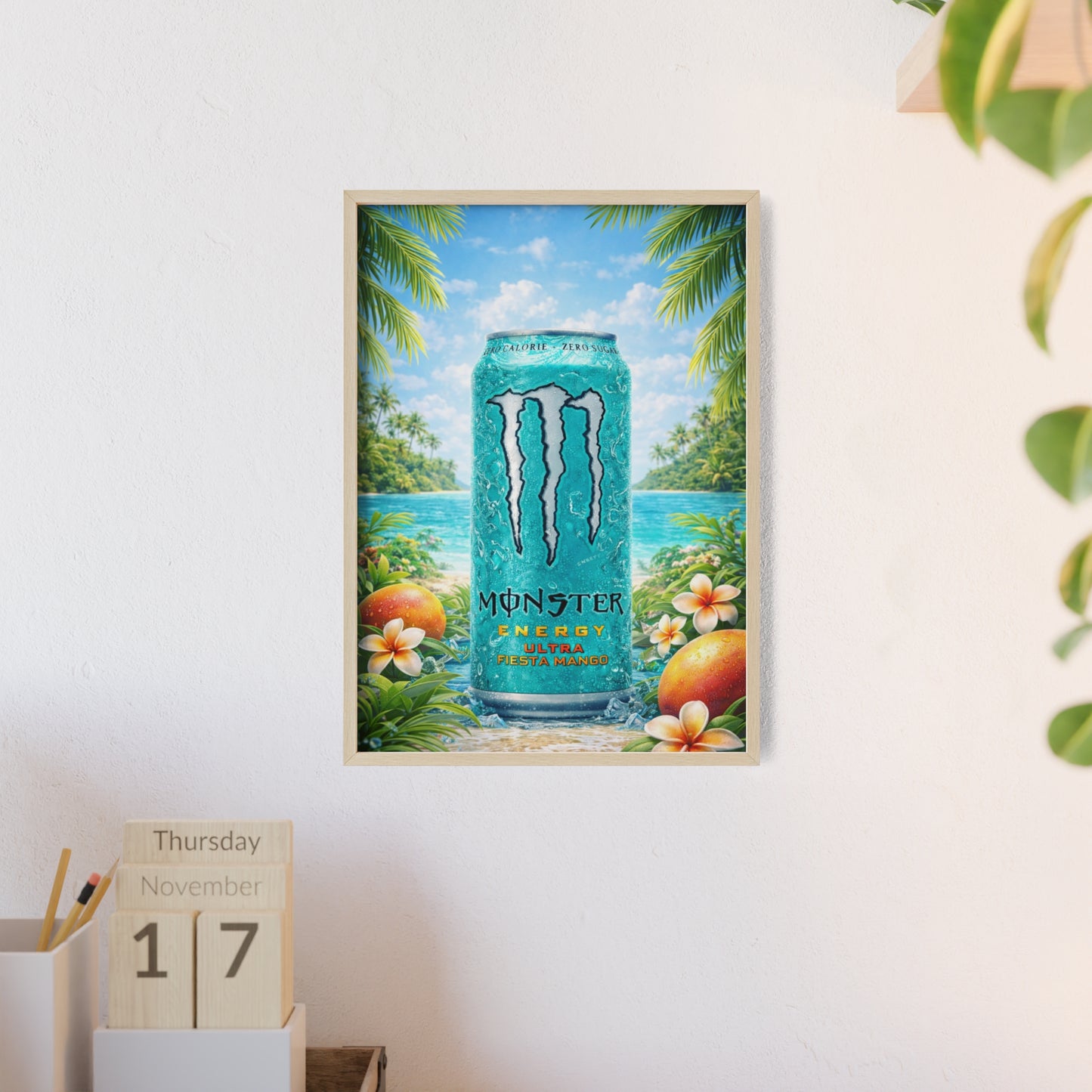 MONSTER Mango Energy Drink Poster Framed — Wall Art