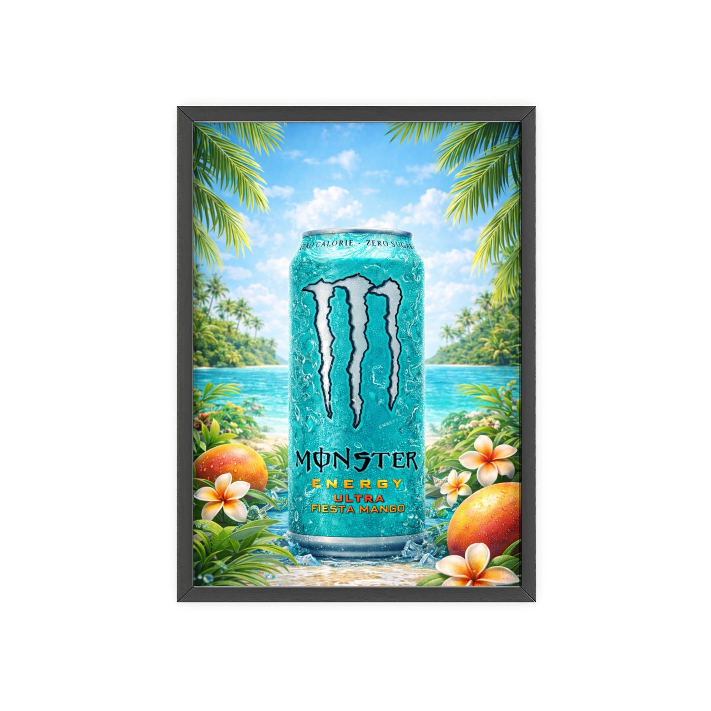 MONSTER Mango Energy Drink Poster Framed — Wall Art