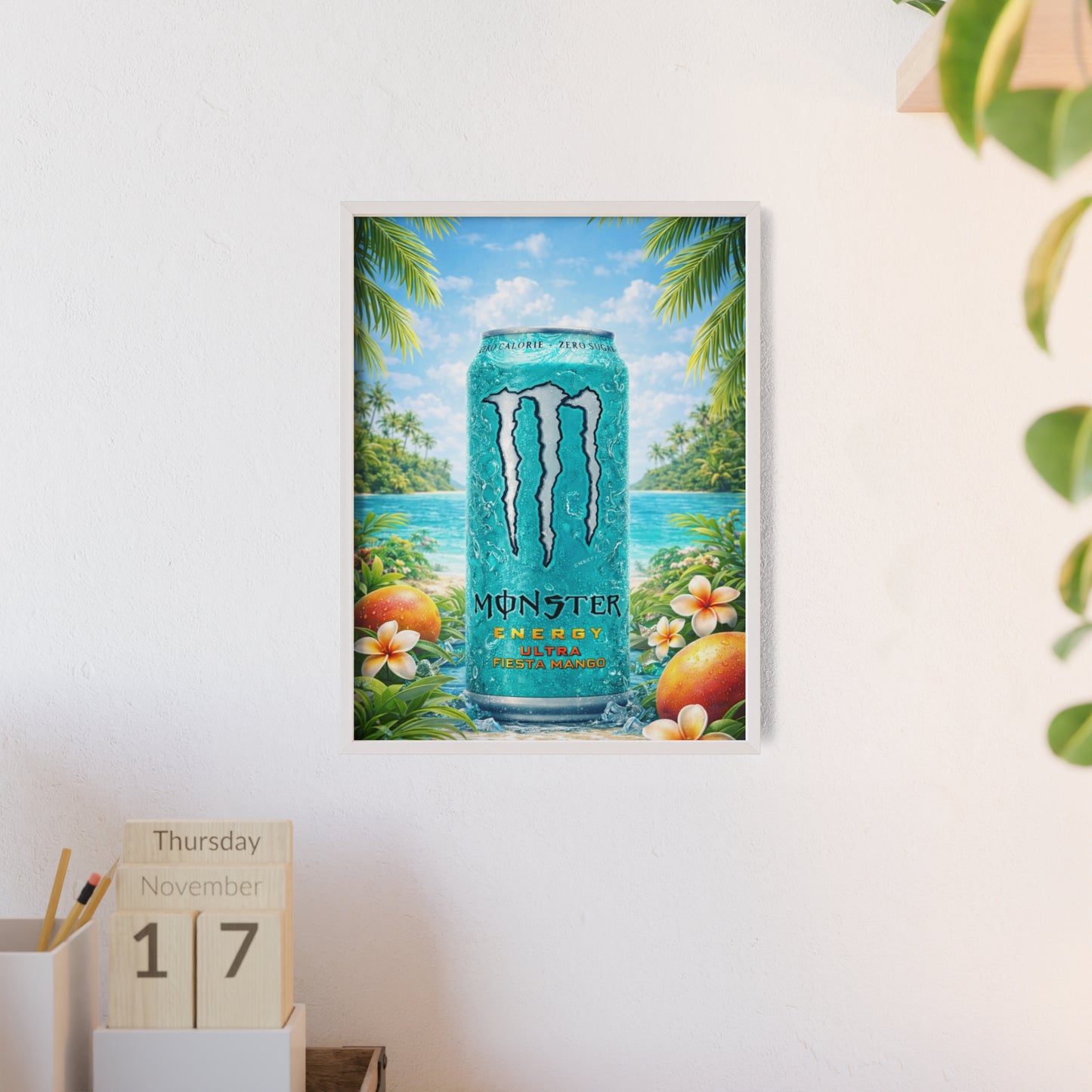 MONSTER Mango Energy Drink Poster Framed — Wall Art