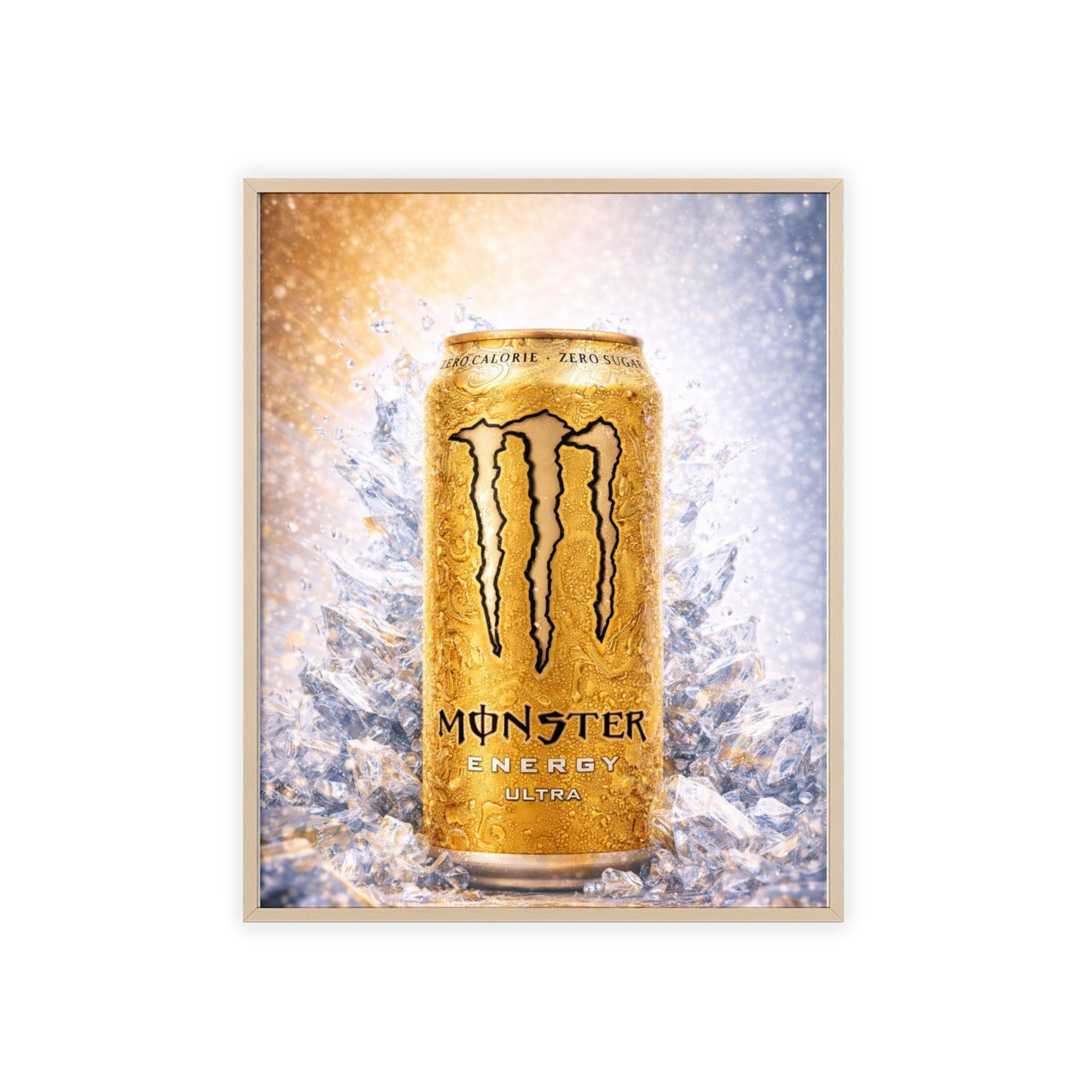 MONSTER Gold Energy Drink Poster Framed — Wall Art