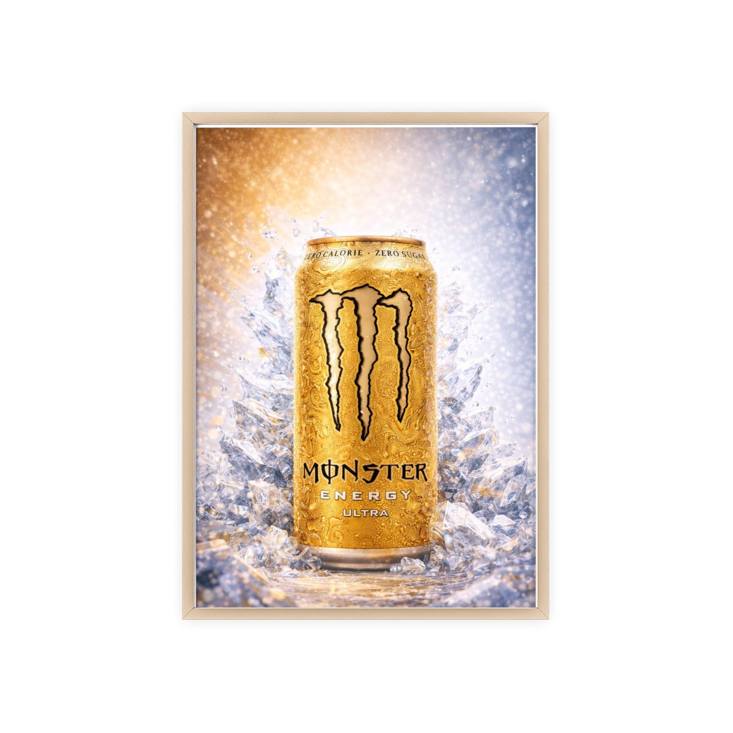 MONSTER Gold Energy Drink Poster Framed — Wall Art