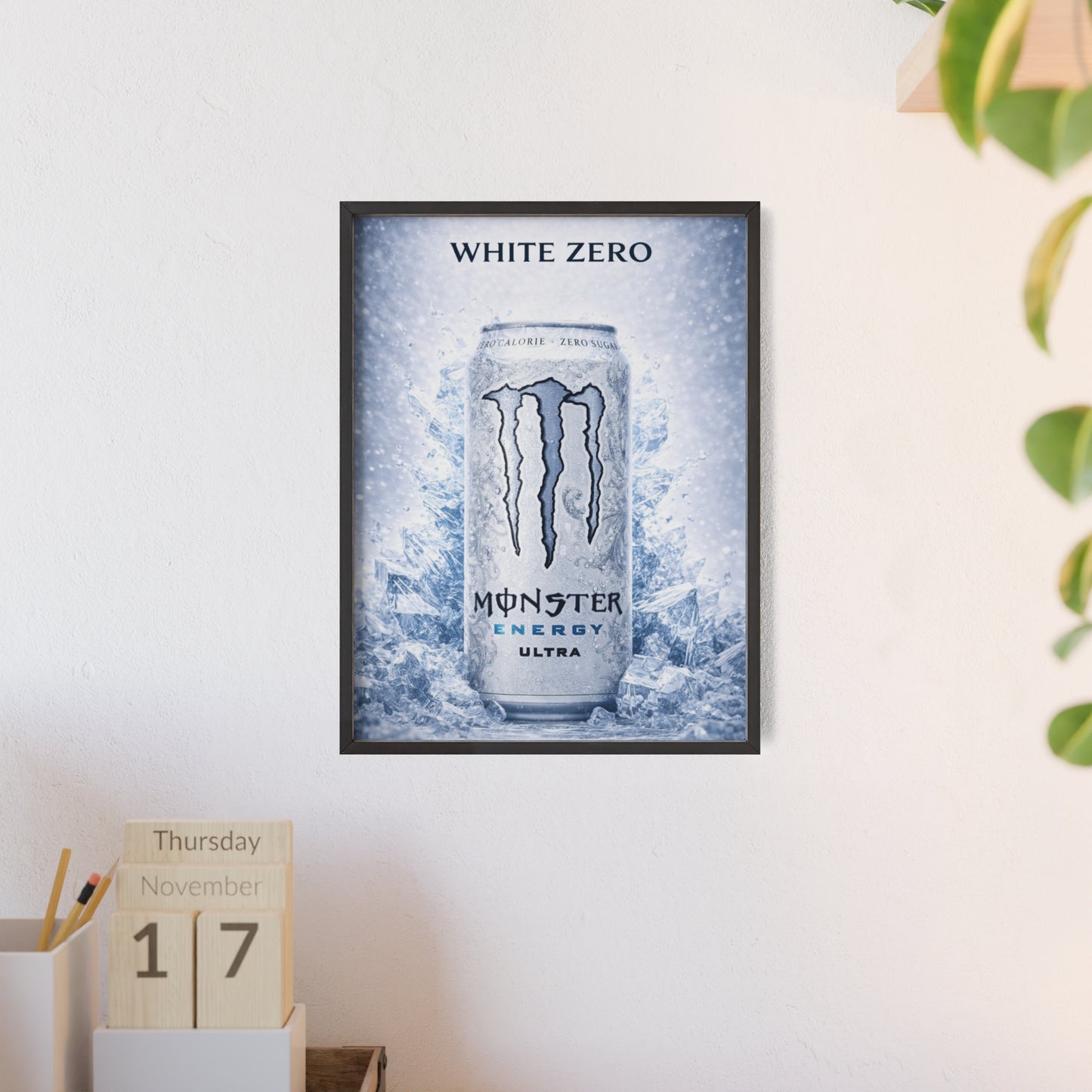 MONSTER White Energy Drink Poster Framed —  Wall Art