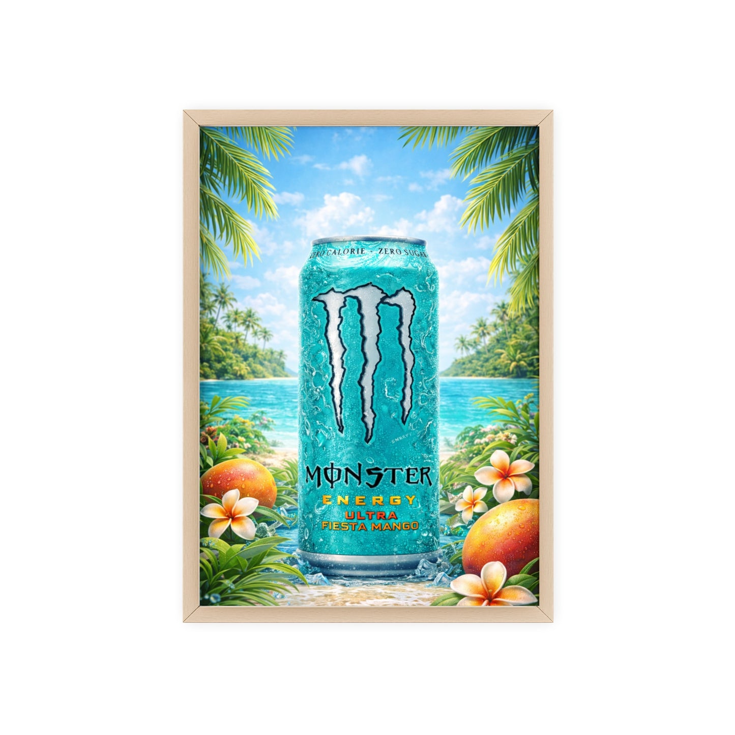 MONSTER Mango Energy Drink Poster Framed — Wall Art