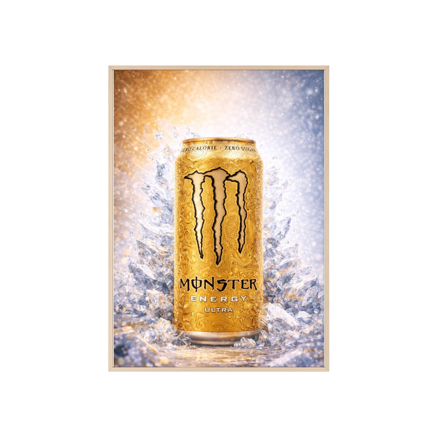 MONSTER Gold Energy Drink Poster Framed — Wall Art