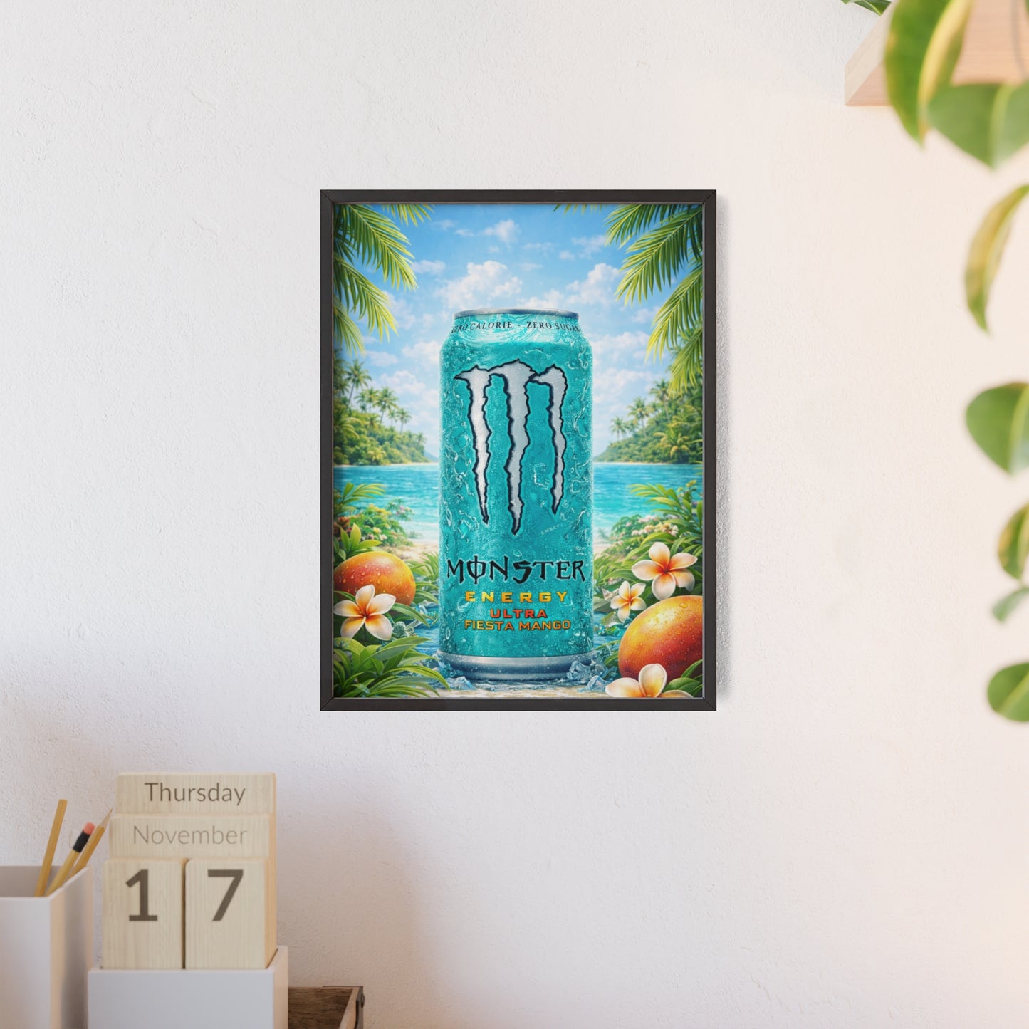 MONSTER Mango Energy Drink Poster Framed — Wall Art