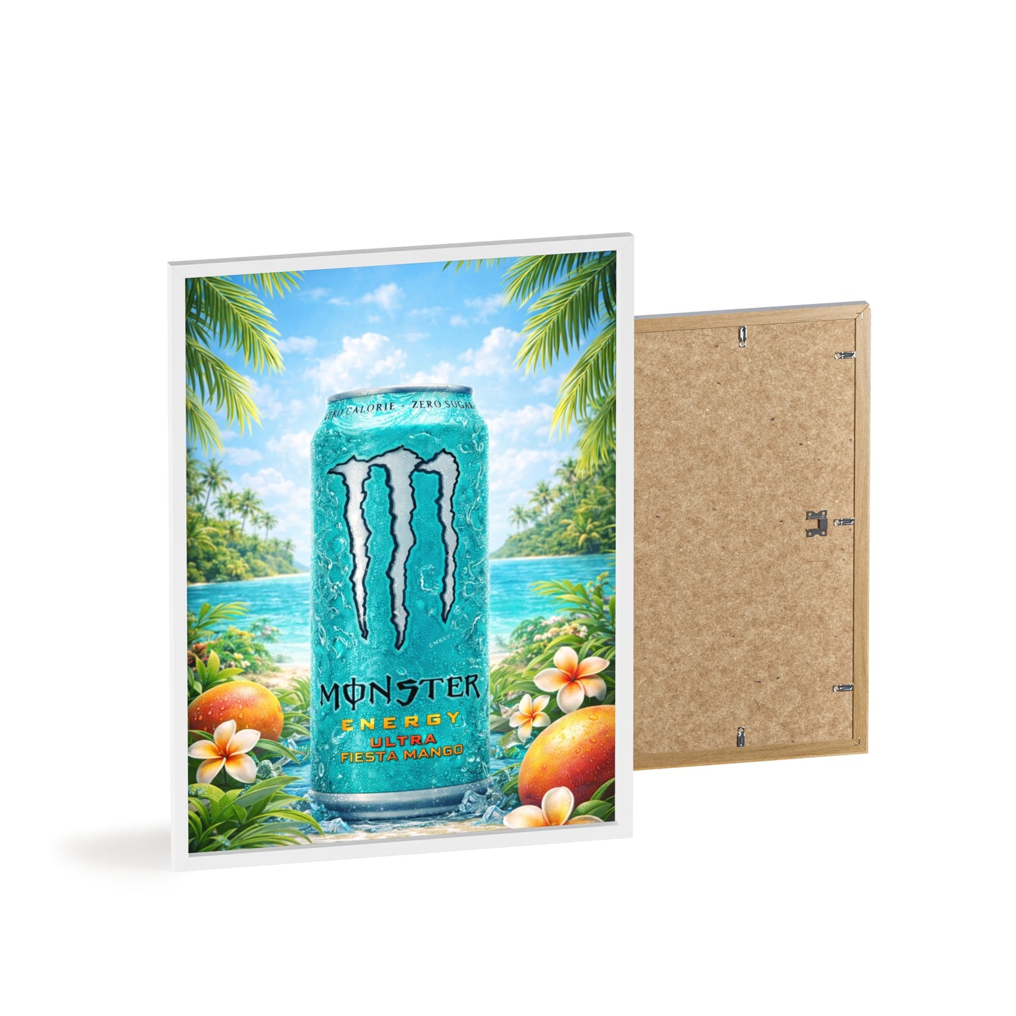 MONSTER Mango Energy Drink Poster Framed — Wall Art