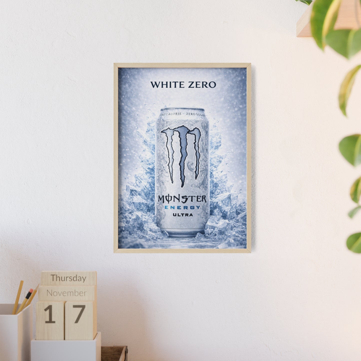 MONSTER White Energy Drink Poster Framed —  Wall Art