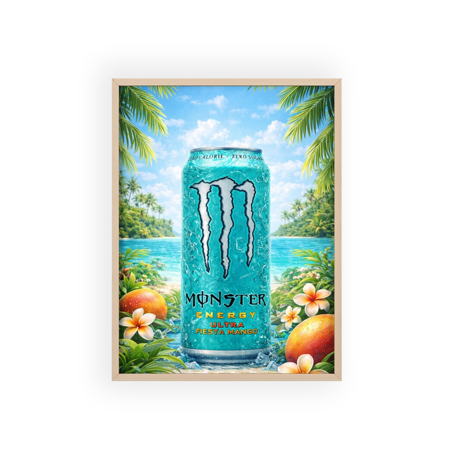 MONSTER Mango Energy Drink Poster Framed — Wall Art