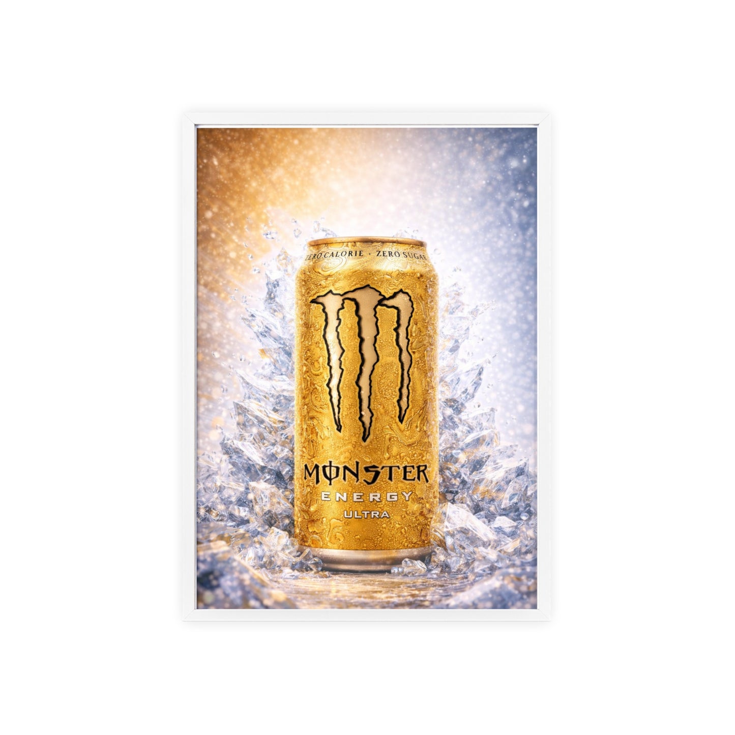 MONSTER Gold Energy Drink Poster Framed — Wall Art