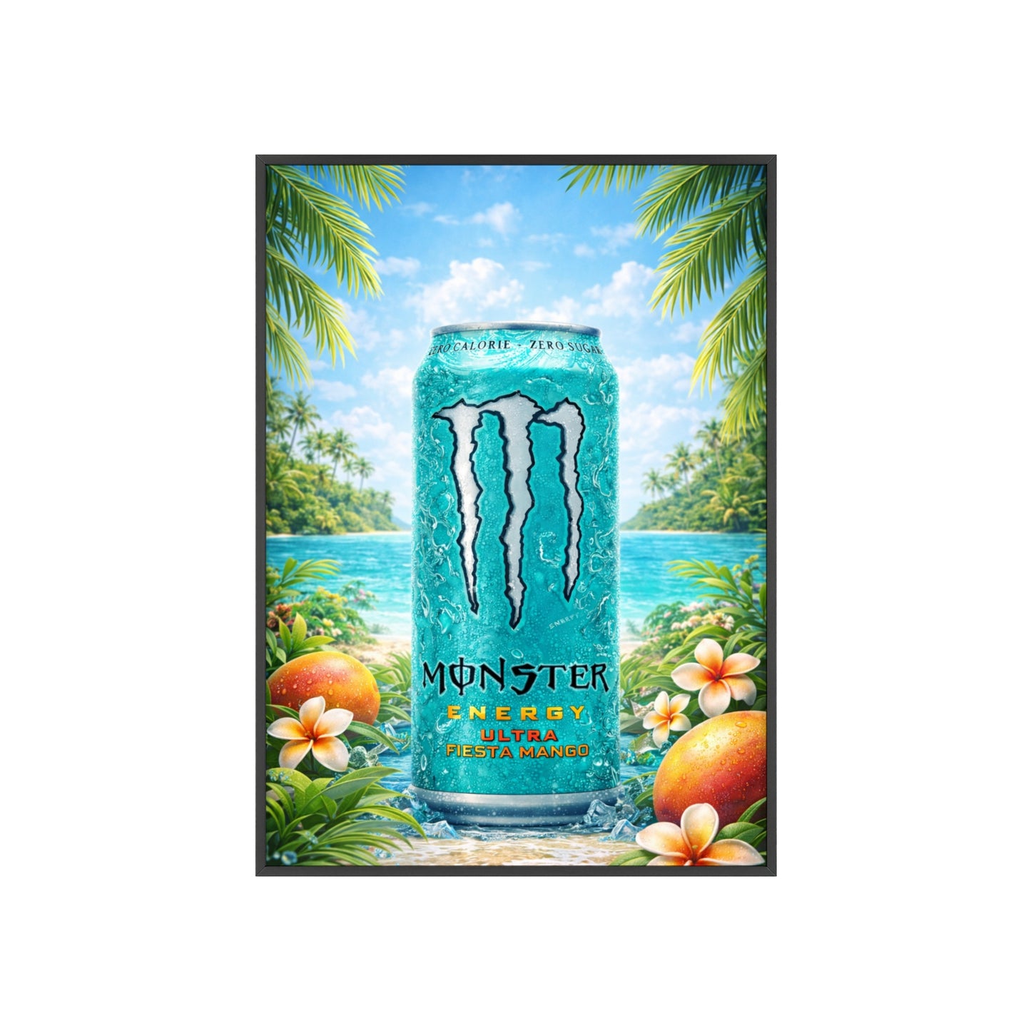 MONSTER Mango Energy Drink Poster Framed — Wall Art
