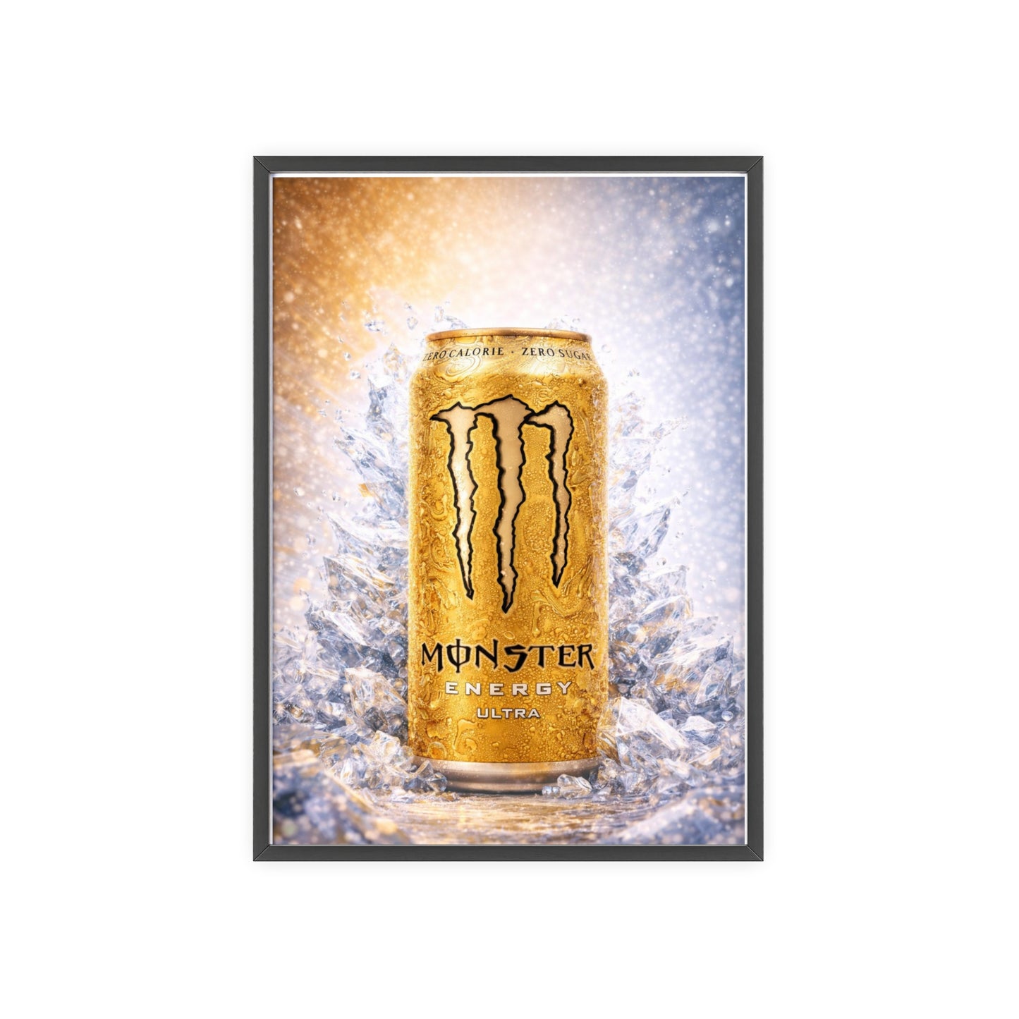 MONSTER Gold Energy Drink Poster Framed — Wall Art