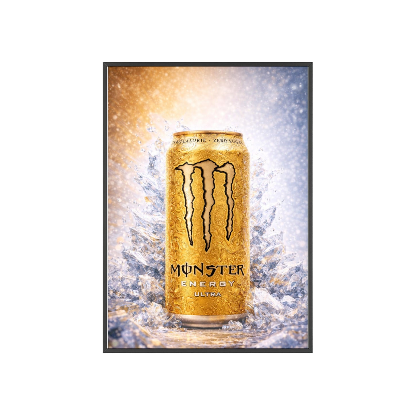 MONSTER Gold Energy Drink Poster Framed — Wall Art