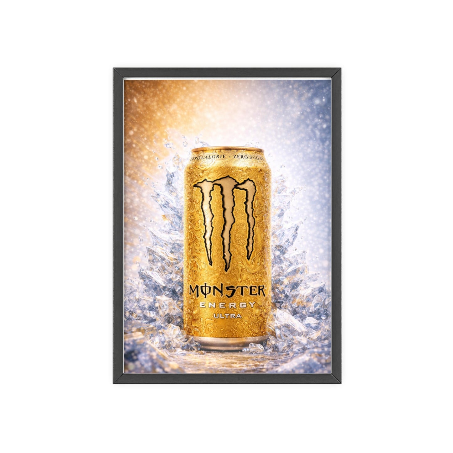 MONSTER Gold Energy Drink Poster Framed — Wall Art
