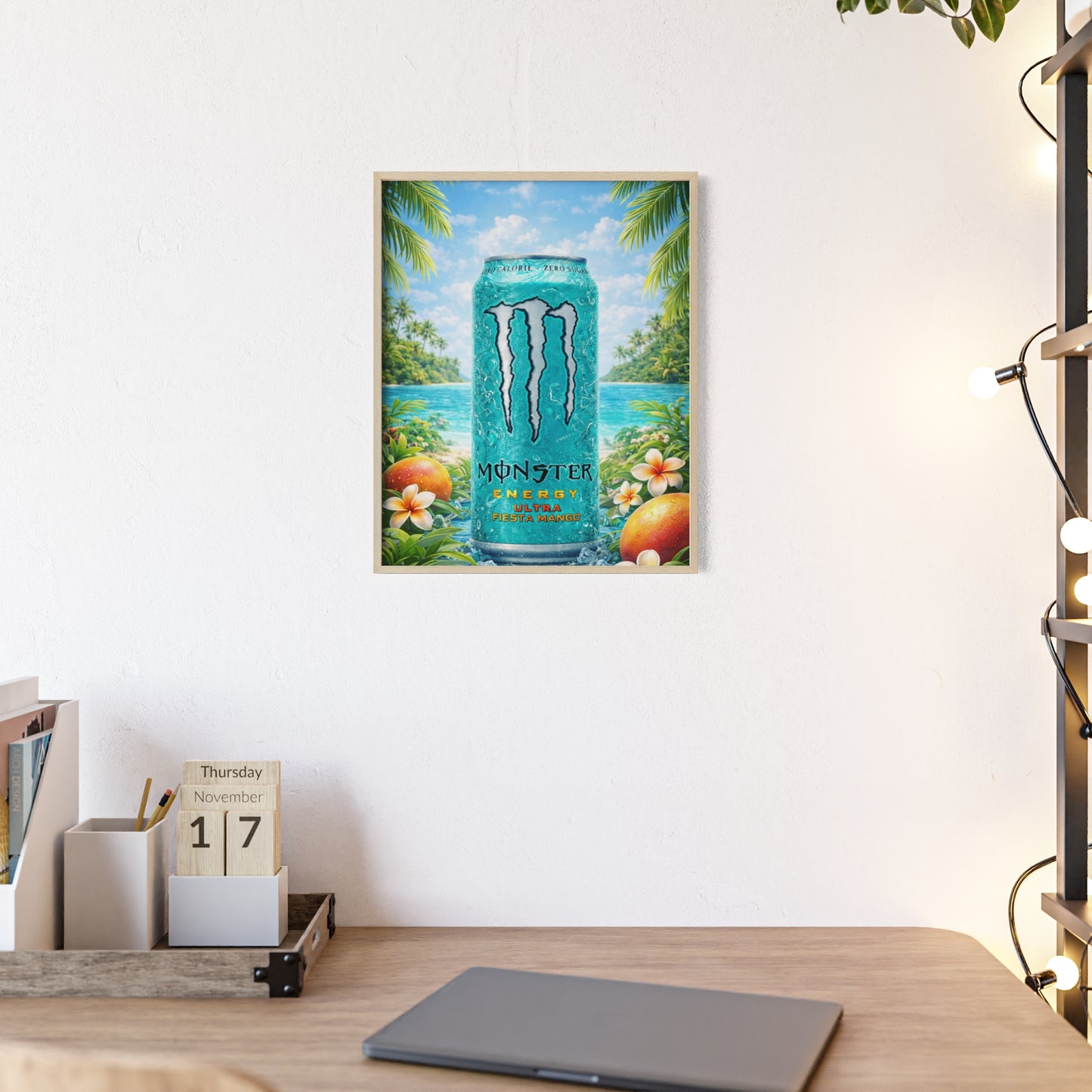 MONSTER Mango Energy Drink Poster Framed — Wall Art