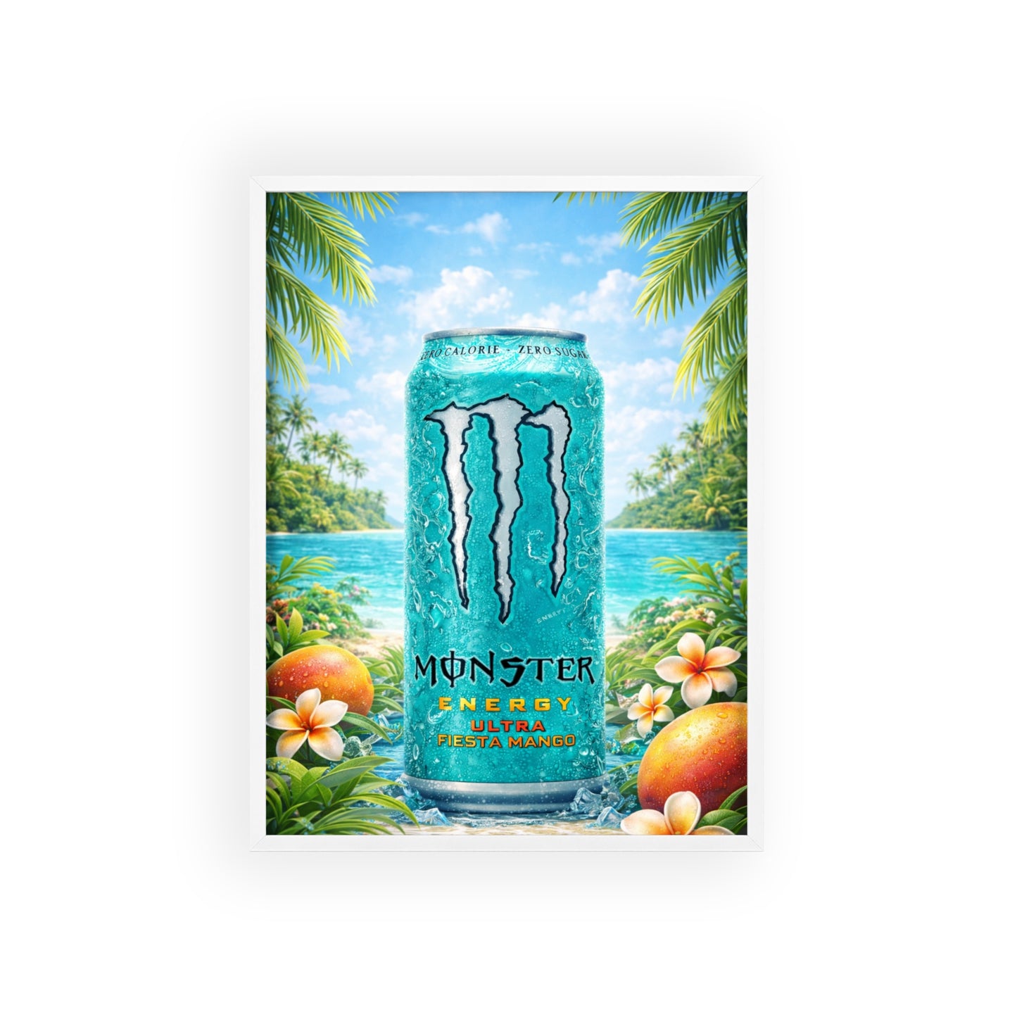 MONSTER Mango Energy Drink Poster Framed — Wall Art