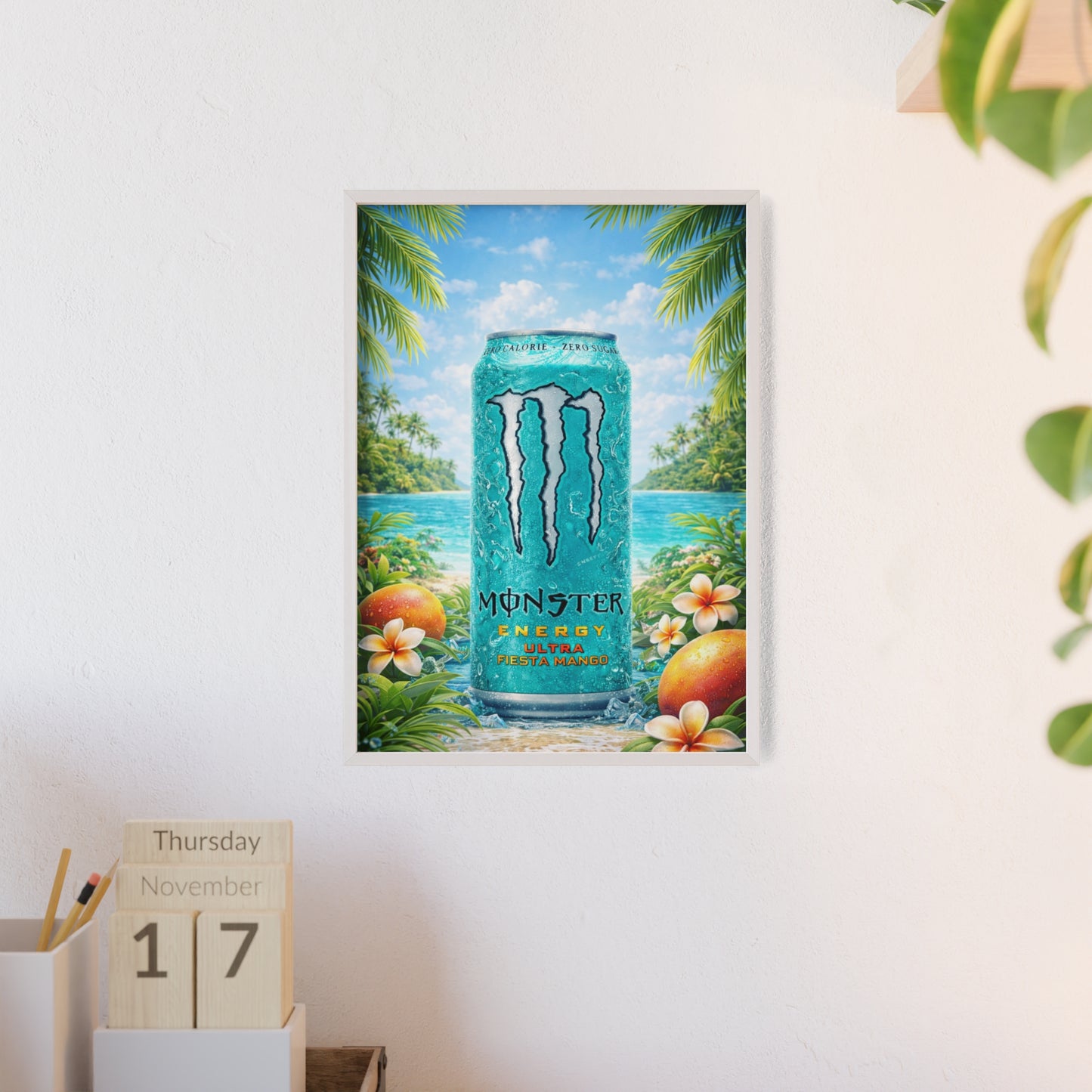 MONSTER Mango Energy Drink Poster Framed — Wall Art